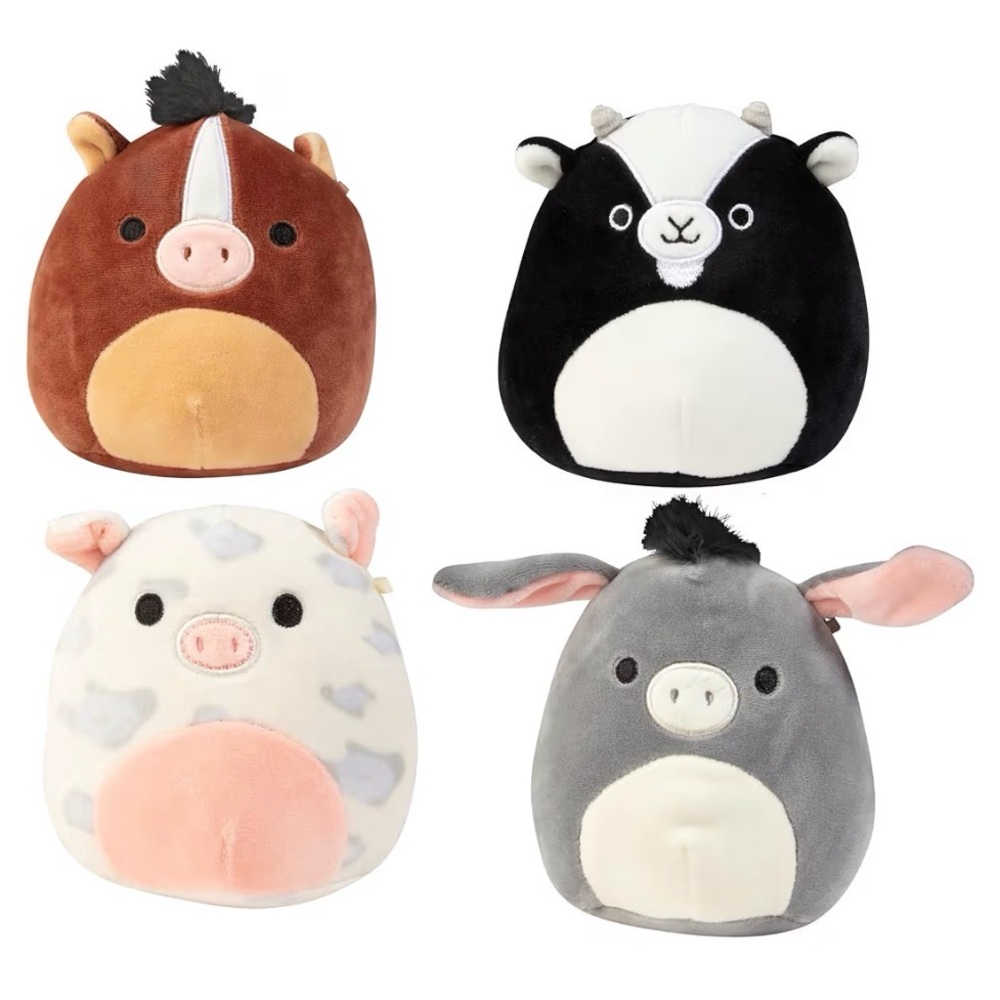 Squishmallows 5” Brisby Horse, Rosie Pig, Jason Donkey Gregory Goat Farm Plushy